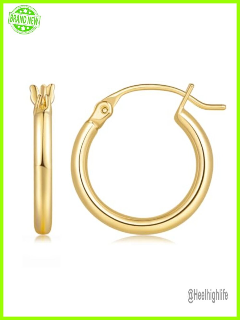14K Gold Plated Hoop Earrings Click-Top Women's Jewelry